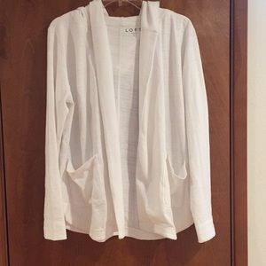 White Loft hooded cardigan sweatshirt